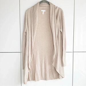 Leith (Nordstrom) Long Line Cardigan Size XS Shawl  Collar Cream Ribbed Cocoon